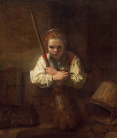 A Girl with a Broom by Anonymous