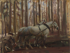 A Grey Team, and Forest of Dreux by Alfred Munnings