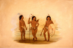 A Puelchee Chief and Two Young Warriors by George Catlin