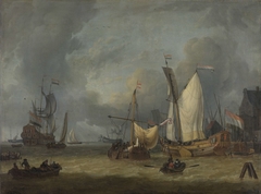 A Storm (Ships in the Harbor in a Stiff Breeze) by Jan Claesz Rietschoof