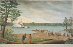 A View of Fort La Galette, Indian Castle, and Taking a French Ship of War on the River St. Lawrence, by Four Boats of One Gun Each of the Royal Artillery Commanded by Captain Streachy, 1760 by Thomas Davies