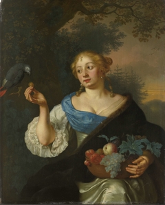 A young Woman with a Parrot