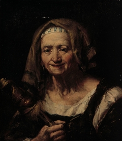 An old woman with a distaff by Giuseppe Nogari