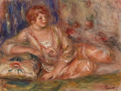 Andrée in Pink, Reclining (Andrée en rose étendue) by Auguste Renoir