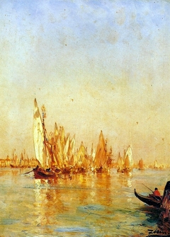 Boats in Venice by Félix Ziem