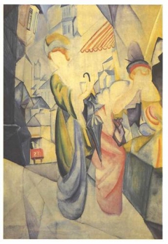 Bright woman in front of a hat store by August Macke