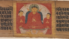 Buddha with His Hands Raised in Dharmacakra Mudra, Leaf from a dispersed Pancavimsatisahasrika Prajnaparamita Manuscript by Anonymous