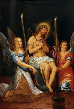 Christ on the Cold Stone with Two Angels by Hendrik Goltzius