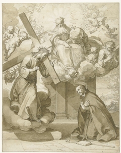 Christus met kruis verschijnt aan Ignatius van Loyola by Abraham Bloemaert