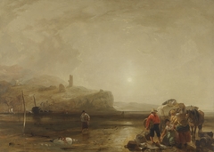 Coastal Scene with Figures Bargaining for Fish by Augustus Wall Callcott