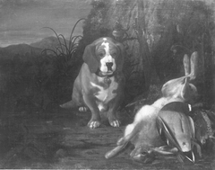 Dachshund mit totem Hasen und Wildente by Johann Jacob Marchand