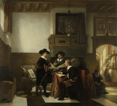 De staalmeesters van de Leidse Saaihal by Johannes Stroebel