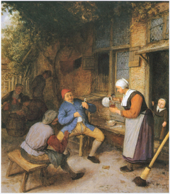 Drinking peasants before an inn