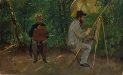 Edmund Kanoldt und Emil Lugo, im Freien malend by Emil Lugo