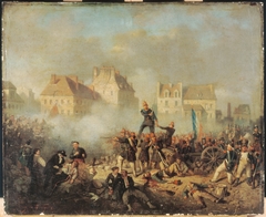 Épisode de la révolution de 1848 : officier commandant le feu aux hommes by Tony-François de Bergue