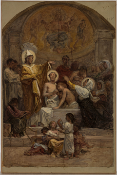 Esquisse pour l'église Saint-Augustin : Le Baptême de saint Augustin by Diogene Ulyssee Napoleon Maillart