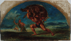 Esquisse pour le salon de la Paix de l'Hôtel de Ville de Paris : Hercule et le Sanglier d'Erymanthe, d'après Delacroix by Pierre Andrieu