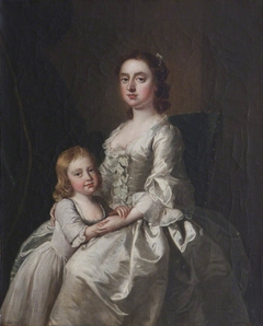 Etheldred Payne, Lady Cust (1720-1775) and her son Brownlow Cust later Sir Brownlow Cust, 1st Baron Brownlow FSA, FRS, MP  (1744 – 1807) by attributed to Thomas Hudson
