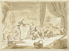 Ezau verkoopt zijn eerstgeboorterecht aan Jakob by Cornelis van Noorde