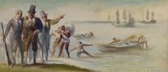 First Landing at Weymouth (Study for Post Office Mural, Weymouth Branch, Boston, MA) by Guy Pène du Bois