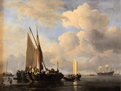 Fishing Boats In-shore in a Calm Sea by Willem van de Velde the Younger