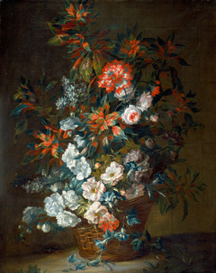 Flowers in a Basket by Jean-Baptiste Monnoyer