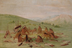 Foot War Party in Council, Mandan by George Catlin