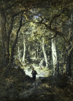Forest Interior with Wood Gatherer by Narcisse Virgilio Díaz