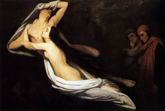 Francesca da Rimini and Paolo Malatesta appraised by Dante and Virgil by Ary Scheffer