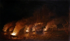 French Fireships Attacking the English Fleet off Quebec, 28 June 1759 by Dominic Serres
