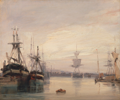 French harbor scene by Anonymous