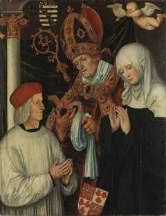 Gabriel of Eyb, Bishop of Eichstätt, with Sts Wilibald and Walburga by Lucas Cranach the Elder