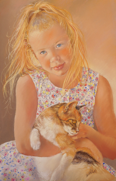 Girl with Cat by Margaret Merry