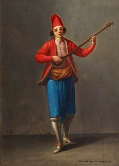 Grec des Iles de l'Archipel, jouant di taboura by Jean Baptiste Vanmour