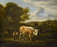 Hilly Landscape with Cows by Adriaen van de Velde