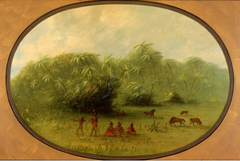 Indians and Horses in the Forest by George Catlin