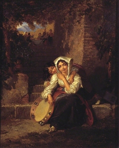Italian Girl with Tambourine by Penry Williams