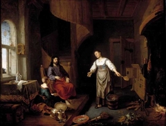 Jezus in het huis van Martha en Maria by Johannes Spilberg