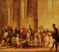 King Afonso V of Portugal knights the Prince John