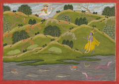 Krishna Outwits Brahma, an illustration from book 10 of a Bhagavata Purana serie by Anonymous