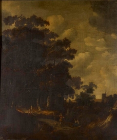 Landscape with Figures by a Bridge by Attributed to Jan Loten
