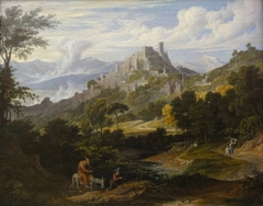 Landschaft bei Olevano mit reitendem Mönch by Joseph Anton Koch