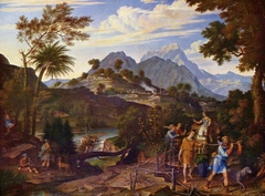 Landschaft mit den Kundschaftern aus dem Gelobten Lande by Joseph Anton Koch