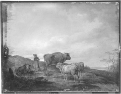 Landschaft mit Hirtenmädchen und Herde