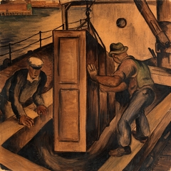 Loading Cargo (Study for mural, Seattle Washington marine hospital) by Kenneth Callahan