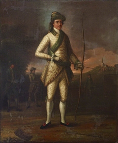 Master Middleton (possibly) preparing to Shoot for the Silver Arrow at Harrow (inscribed 5th August, 1758) by Thomas Craskell