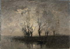 Moonlit landscape by Théophile de Bock
