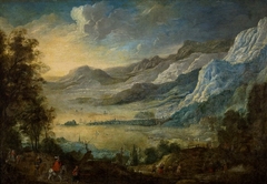 Mountain valley with a bay. by Anonymous