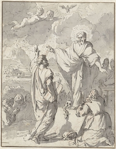 Mozes ontvangt van God de Tafelen der Wet by Jan Goeree
