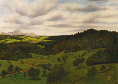 Oberbayrische Landschaft bei Schliersee mit dem Wendelstein by Karl Haider